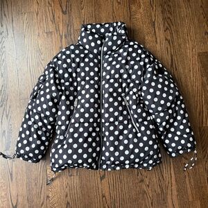 Noize Polka Dot Puffer from Anthropologie size M black and white